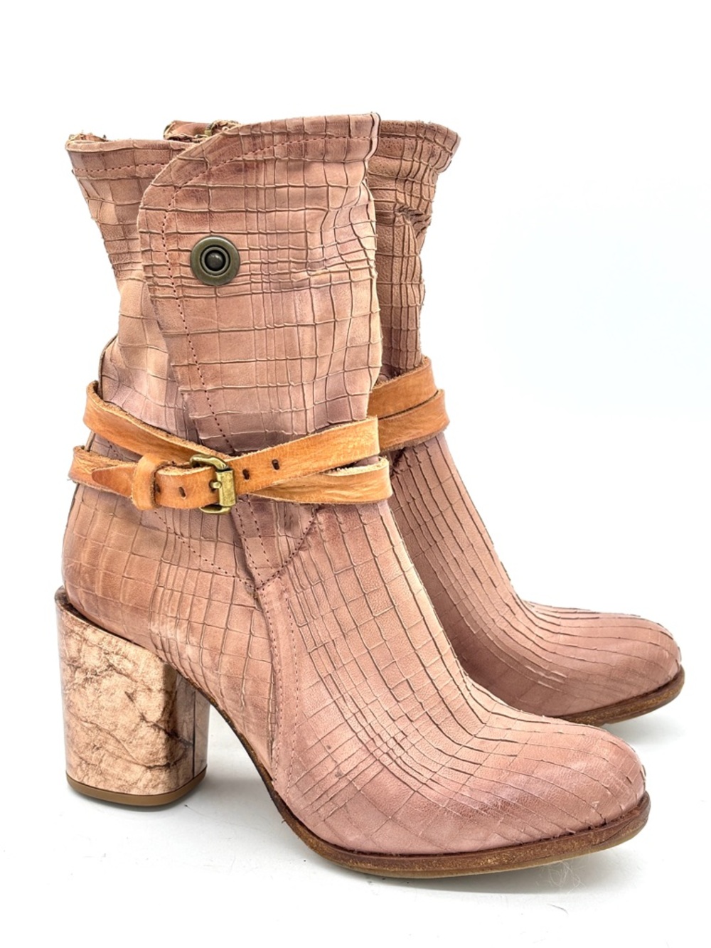 A.S.98 Light Brown Leather Ankle Boots - Picture 1 of 7